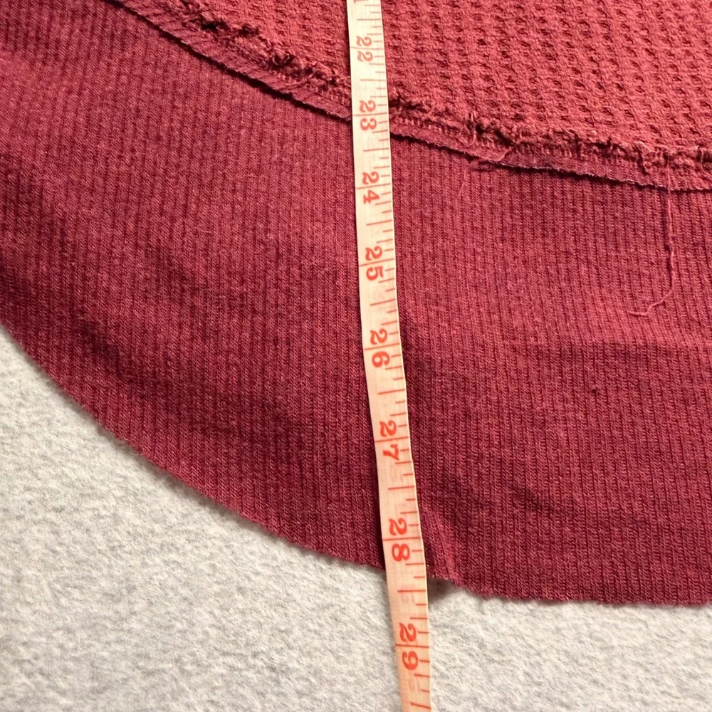 We The Free Free People Burgundy Waffle Knit Thermal Top Scoop Neck Size Medium